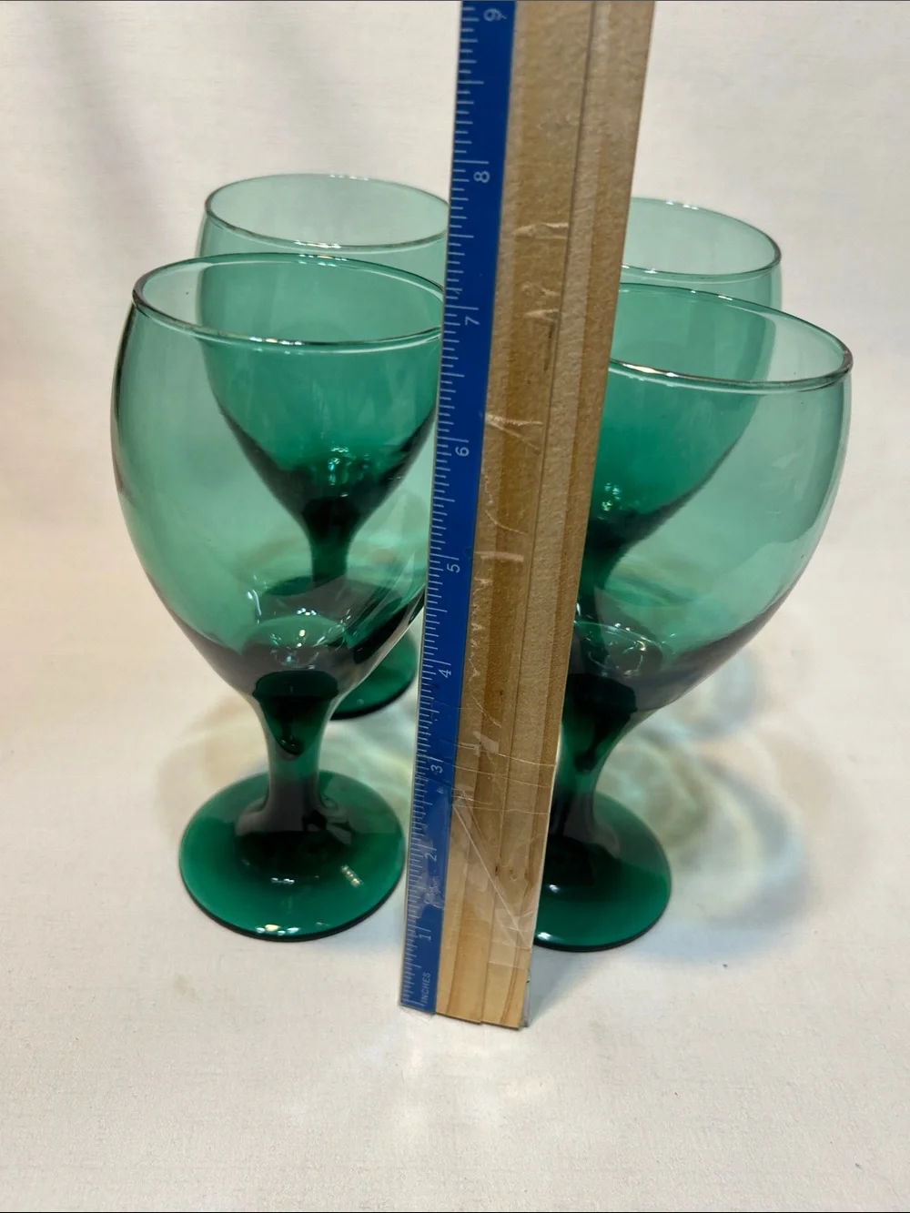 Vintage Set of 4  Libbey Glass Juniper Green Wine / Water Glasses